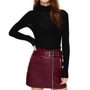 Topshop Mock Neck Mesh Top Womens Size 6